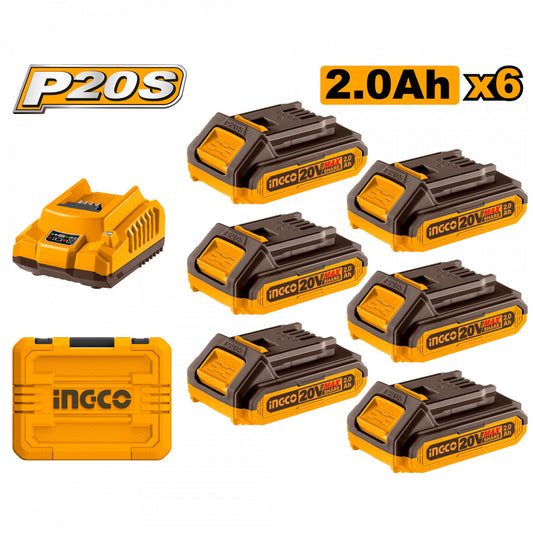 INGCO 20v Ps+ 2.0ah 6bat & Charger Kit
