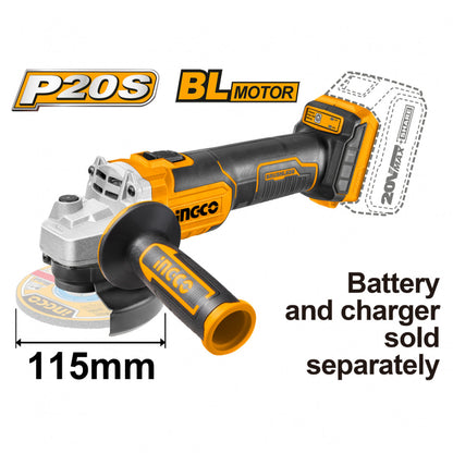 INGCO 20v Ps+ Cordless Grinder 115mm Brushless