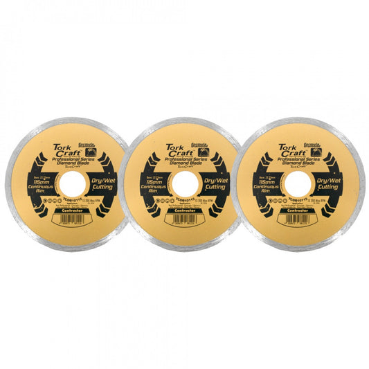 TORK CRAFT Diamond Blade 115mm Cont.rim Profesional Bulk 3 Pack Shrink