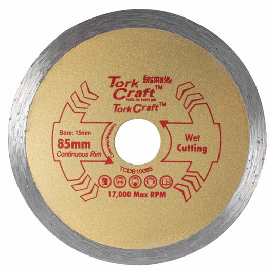 TORK CRAFT Diamond Blade 85mm X 15mm Cont. Rim Profesional