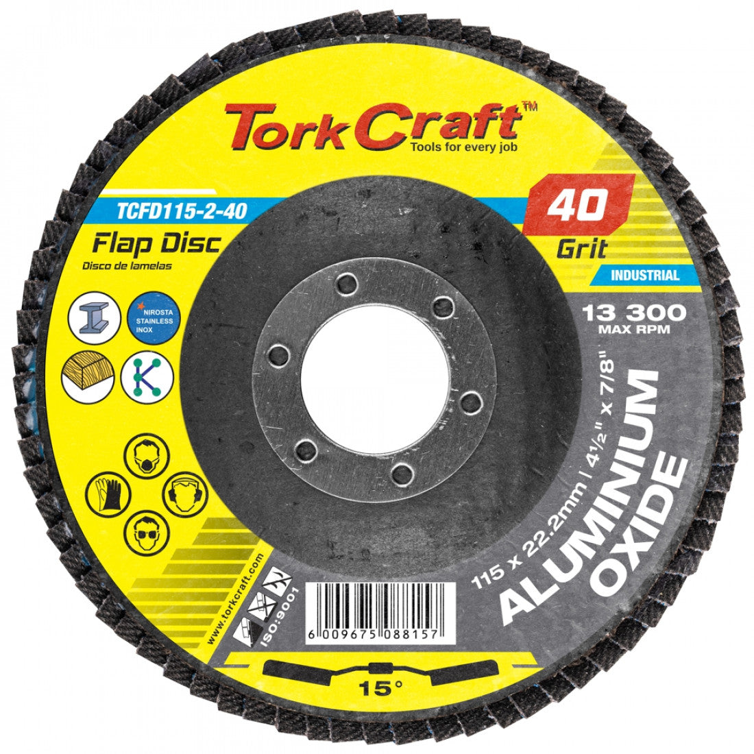 TORK CRAFT Flap Disc 115mm 15 Deg.angle