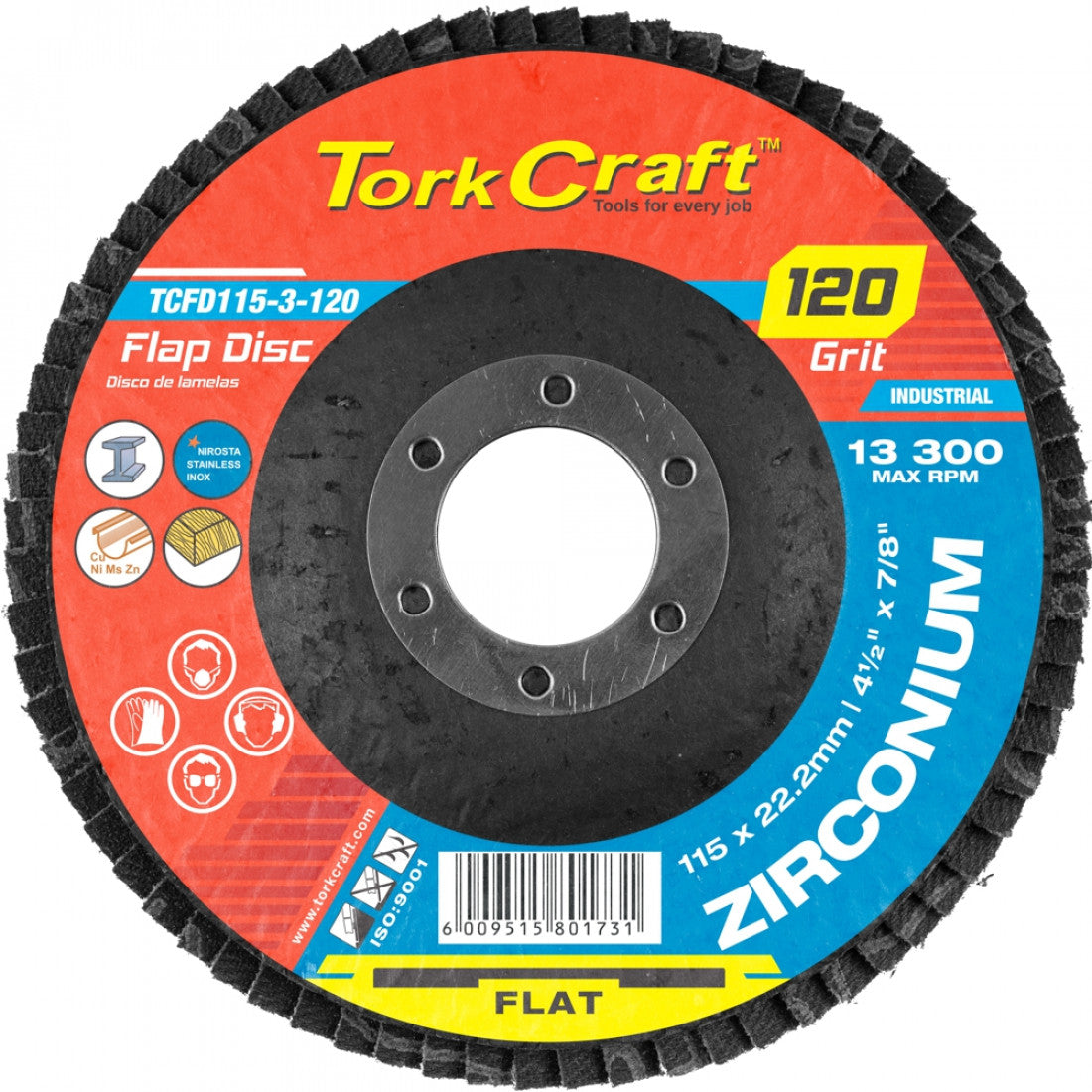 TORK CRAFT Flap Disc Zirconium 115mm Flat