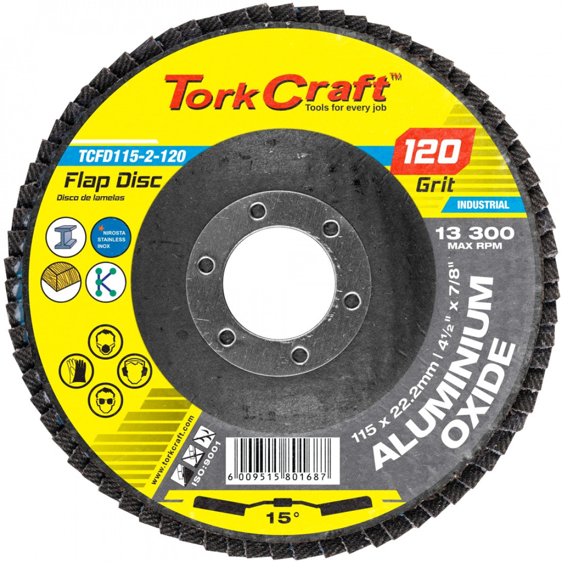 TORK CRAFT Flap Disc 115mm 15 Deg.angle