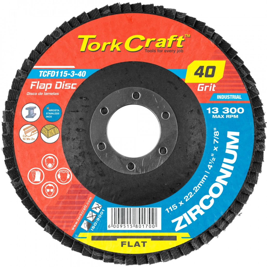 TORK CRAFT Flap Disc Zirconium 115mm Flat
