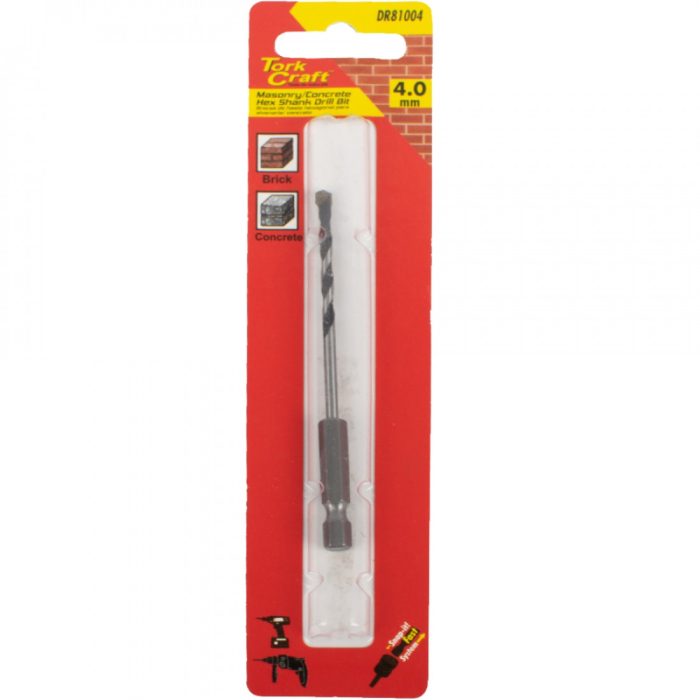 TORK CRAFT Drill Bit Masonry concrete 4.0mm Hex Shank 1