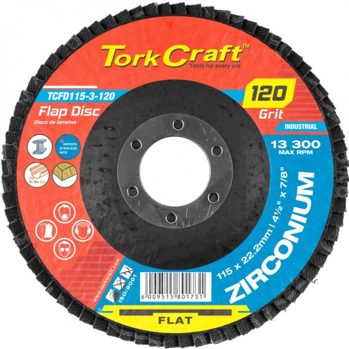 TORK CRAFT Flap Disc Zirconium 115mm 120 Grit Flat