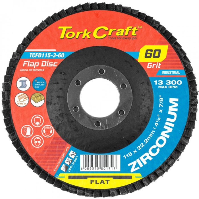TORK CRAFT Flap Disc Zirconium 115mm 60 Grit Flat