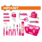 WADFOW Hand Tool Set Pink + Plas Box 89pcs