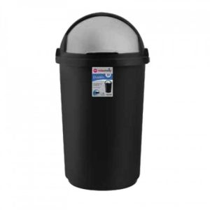 Refuse Bin Flip Top 50lt Silver & Black Collect Only